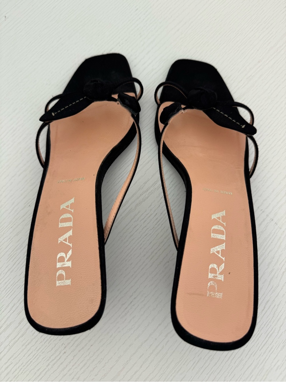 PRADA Vintage Black Silk Rosebud Flower Square Toe Sandal Kitten Heels EU 37 - Picture 6 of 10